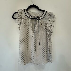 LOFT White Polka Dot Blouse